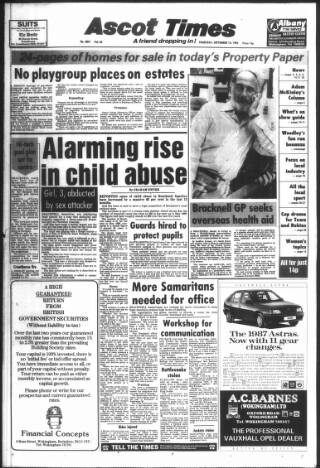 cover page of Ascot Times published on September 18, 1986