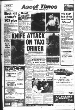 cover page of Ascot Times published on November 27, 1986