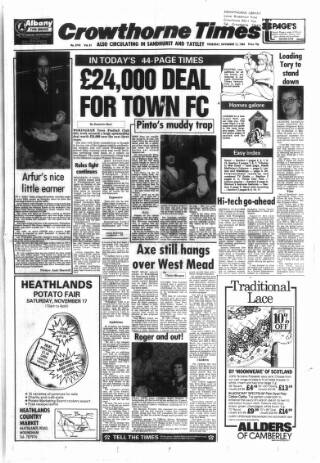 cover page of Crowthorne Times published on November 15, 1984