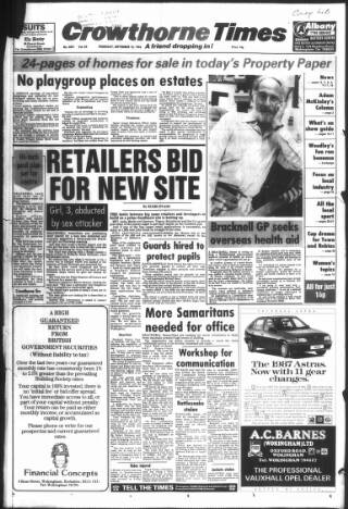 cover page of Crowthorne Times published on September 18, 1986
