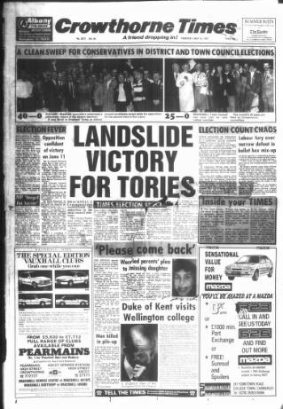 cover page of Crowthorne Times published on May 14, 1987