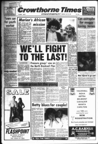 cover page of Crowthorne Times published on July 23, 1987