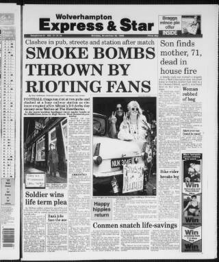 cover page of Wolverhampton Express and Star published on November 30, 1998