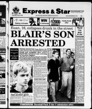 cover page of Wolverhampton Express and Star published on July 6, 2000