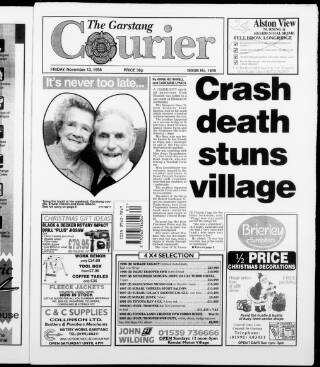 cover page of Garstang Courier published on November 13, 1998