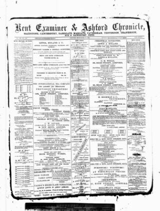 cover page of Kent County Examiner and Ashford Chronicle published on November 30, 1888