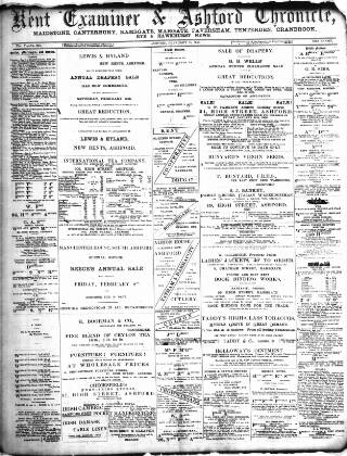 cover page of Kent County Examiner and Ashford Chronicle published on February 15, 1889