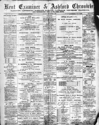 cover page of Kent County Examiner and Ashford Chronicle published on December 6, 1889