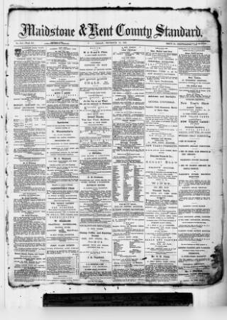 cover page of Kent County Standard published on December 30, 1881