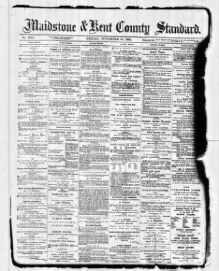 cover page of Kent County Standard published on November 30, 1883
