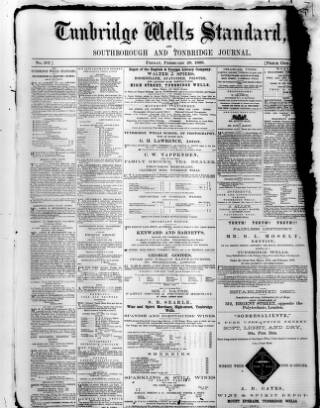 cover page of Tunbridge Wells Standard published on February 28, 1868