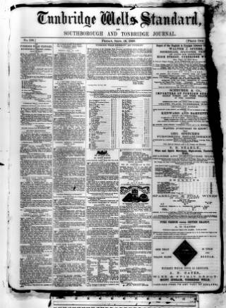 cover page of Tunbridge Wells Standard published on September 18, 1868
