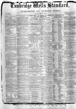 cover page of Tunbridge Wells Standard published on November 15, 1878