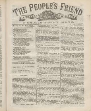 cover page of People's Friend published on September 18, 1872