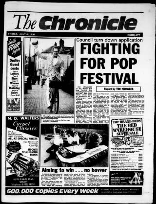 cover page of Dudley & District Chronicle published on July 6, 1990