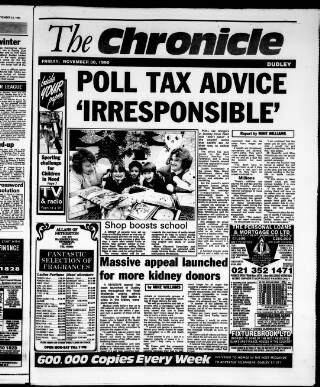 cover page of Dudley & District Chronicle published on November 30, 1990