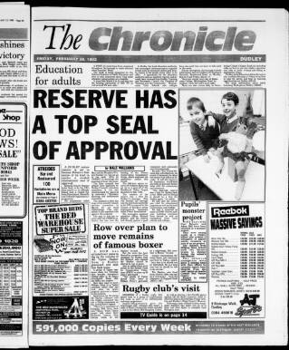 cover page of Dudley & District Chronicle published on February 28, 1992
