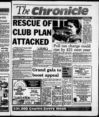 cover page of Walsall Chronicle published on February 28, 1992