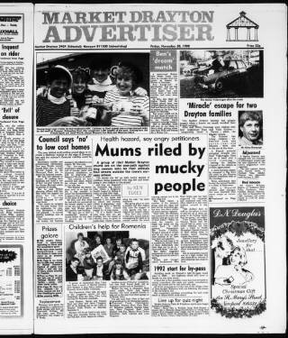 cover page of Newport & Market Drayton Advertiser published on November 30, 1990