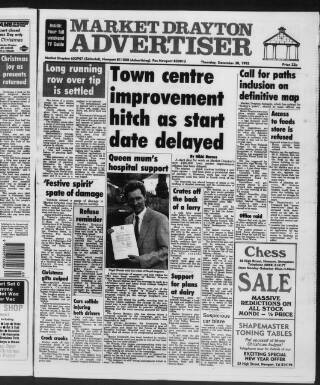 cover page of Newport & Market Drayton Advertiser published on December 30, 1993