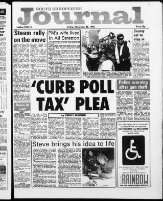 cover page of South Shropshire Journal published on November 30, 1990
