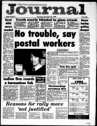 cover page of South Shropshire Journal published on December 30, 1993