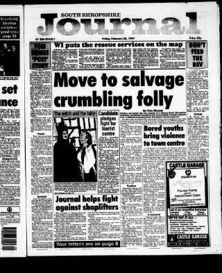 cover page of South Shropshire Journal published on February 28, 1997