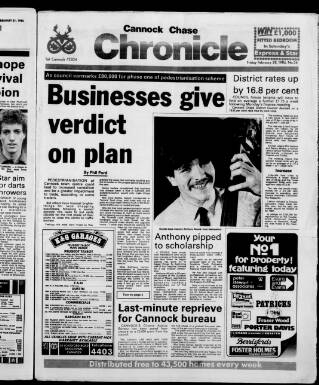 cover page of Cannock Chase Chronicle published on February 28, 1986