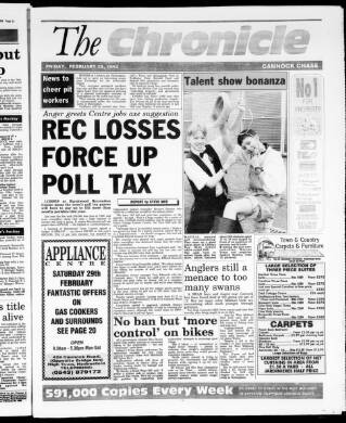 cover page of Cannock Chase Chronicle published on February 28, 1992