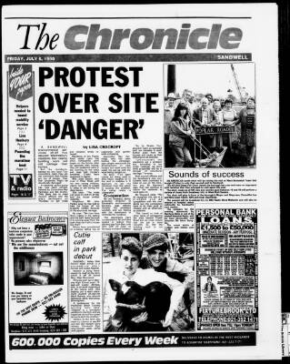 cover page of Sandwell Chronicle published on July 6, 1990