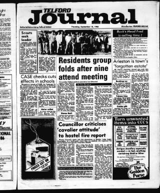 cover page of Telford Journal published on September 18, 1986