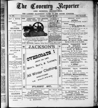 cover page of Coventry Reporter published on February 28, 1891