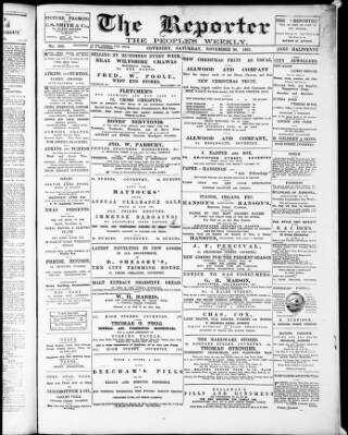 cover page of Coventry Reporter and General Advertiser published on November 30, 1895