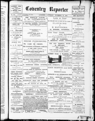 cover page of Coventry Reporter published on December 30, 1899