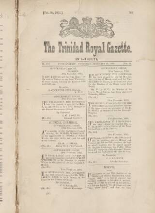 cover page of Trinidad Royal Gazette published on February 28, 1895
