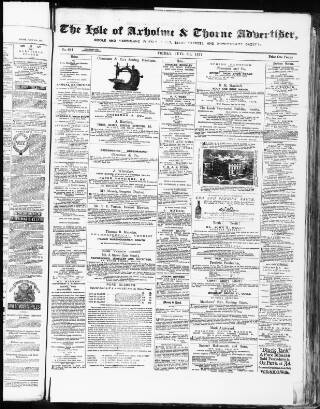 cover page of Isle of Axholme & Thorne Advertiser published on July 6, 1877