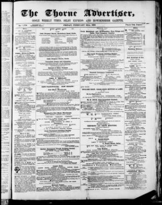 cover page of Isle of Axholme & Thorne Advertiser published on February 22, 1889