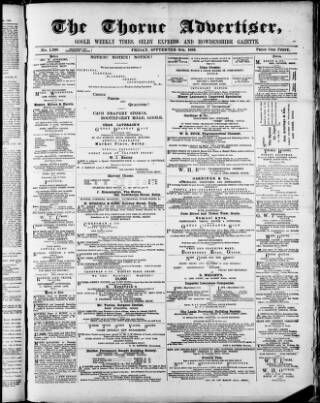 cover page of Isle of Axholme & Thorne Advertiser published on September 6, 1889