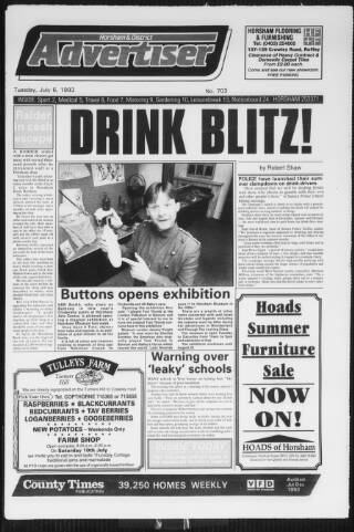 cover page of Horsham Advertiser published on July 6, 1993