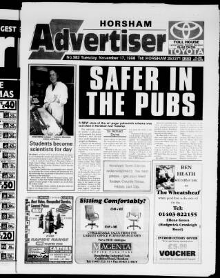 cover page of Horsham Advertiser published on November 17, 1998