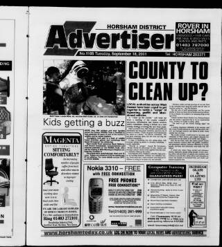 cover page of Horsham Advertiser published on September 18, 2001