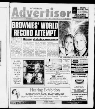 cover page of Horsham Advertiser published on November 30, 2004