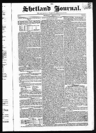 cover page of Orkney and Shetland Journal published on February 1, 1837