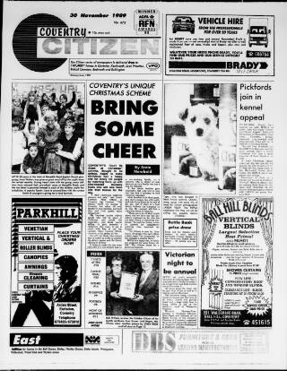 cover page of Coventry Citizen published on November 30, 1989