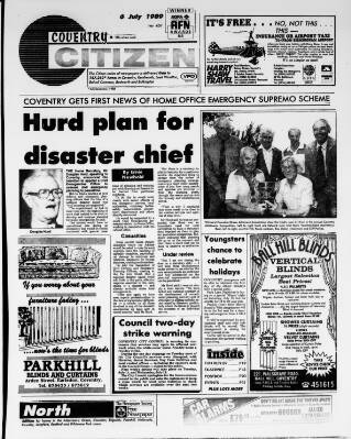 cover page of Coventry Citizen published on July 6, 1989