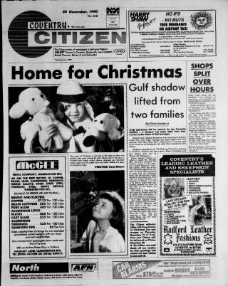 cover page of Coventry Citizen published on December 20, 1990