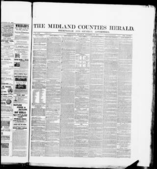 cover page of Midland Counties Herald published on November 27, 1884