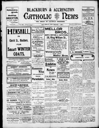 cover page of Blackburn Catholic News published on December 5, 1908