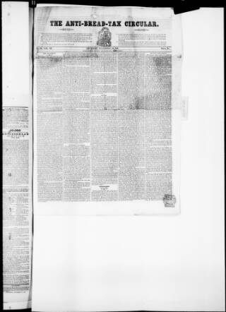 cover page of Anti Corn-Law Circular published on December 30, 1841