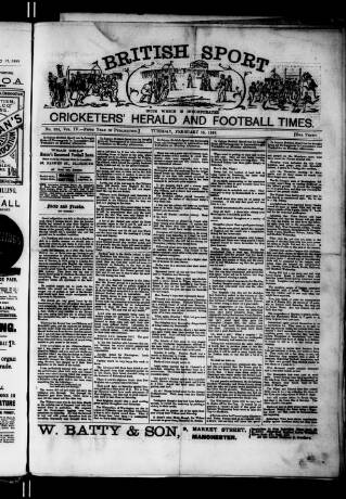 cover page of Cricketers' Herald, Athletic & Football Times published on February 19, 1889